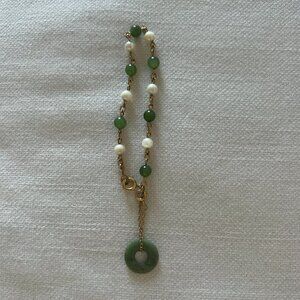 LAST CHANCE Jade Pearl Gold Filled Bracelet Mid Century Vintage